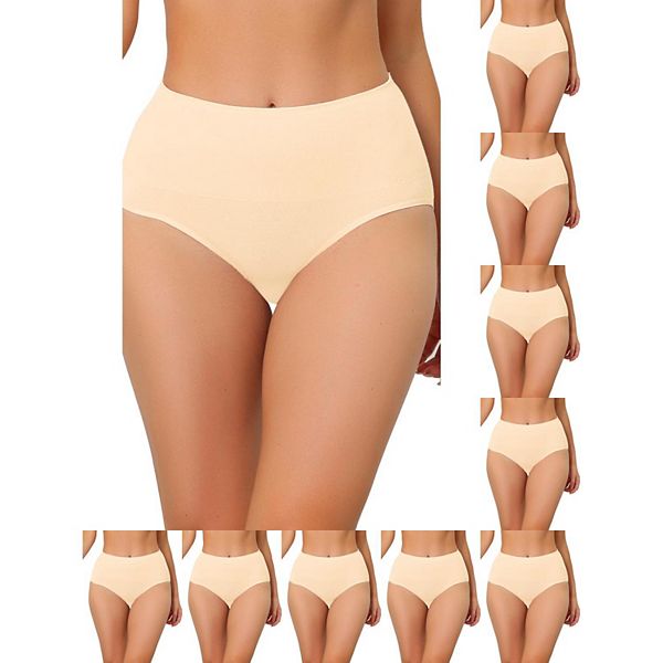 

10 пар женского белья для коррекции фигуры с высокой талией, дышащие трусики Inspire Chic, Beige