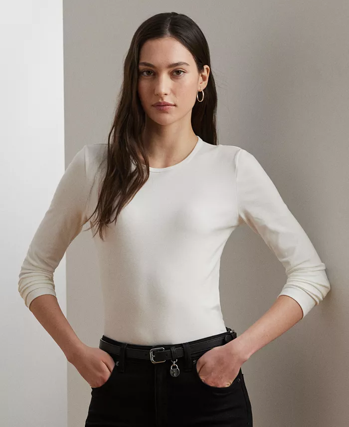 

Хлопковый топ с длинными рукавами Lauren Ralph Lauren, черный