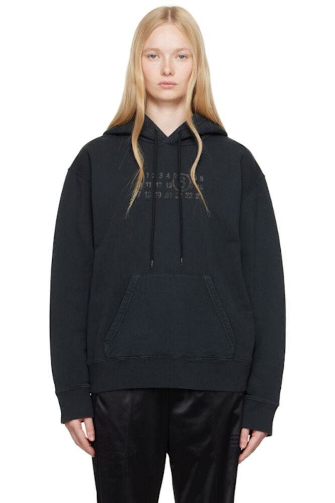 

Черная неначесаная толстовка с капюшоном из джерси MM6 Maison Margiela