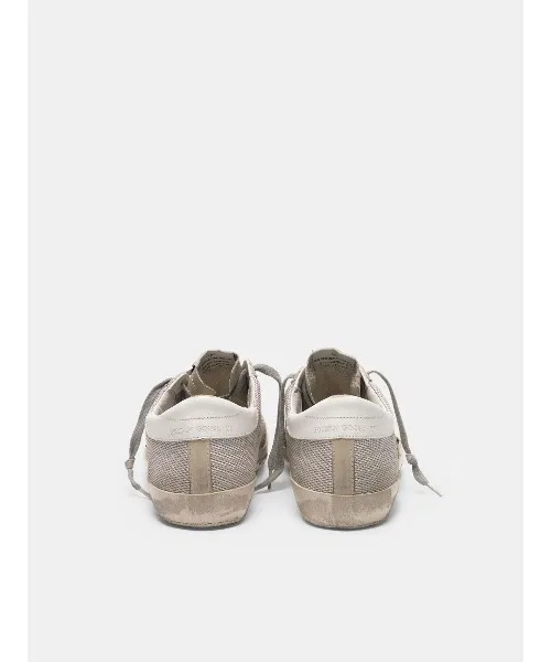 Мужские кроссовки Super-Star из кожи и сетки GOLDEN GOOSE с чёрной звездой цвета слоновой кости — фото 2