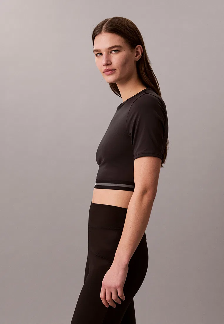 Футболка спортивная, укороченная, быстросохнущая, Calvin Klein Sport, черный — фото 4