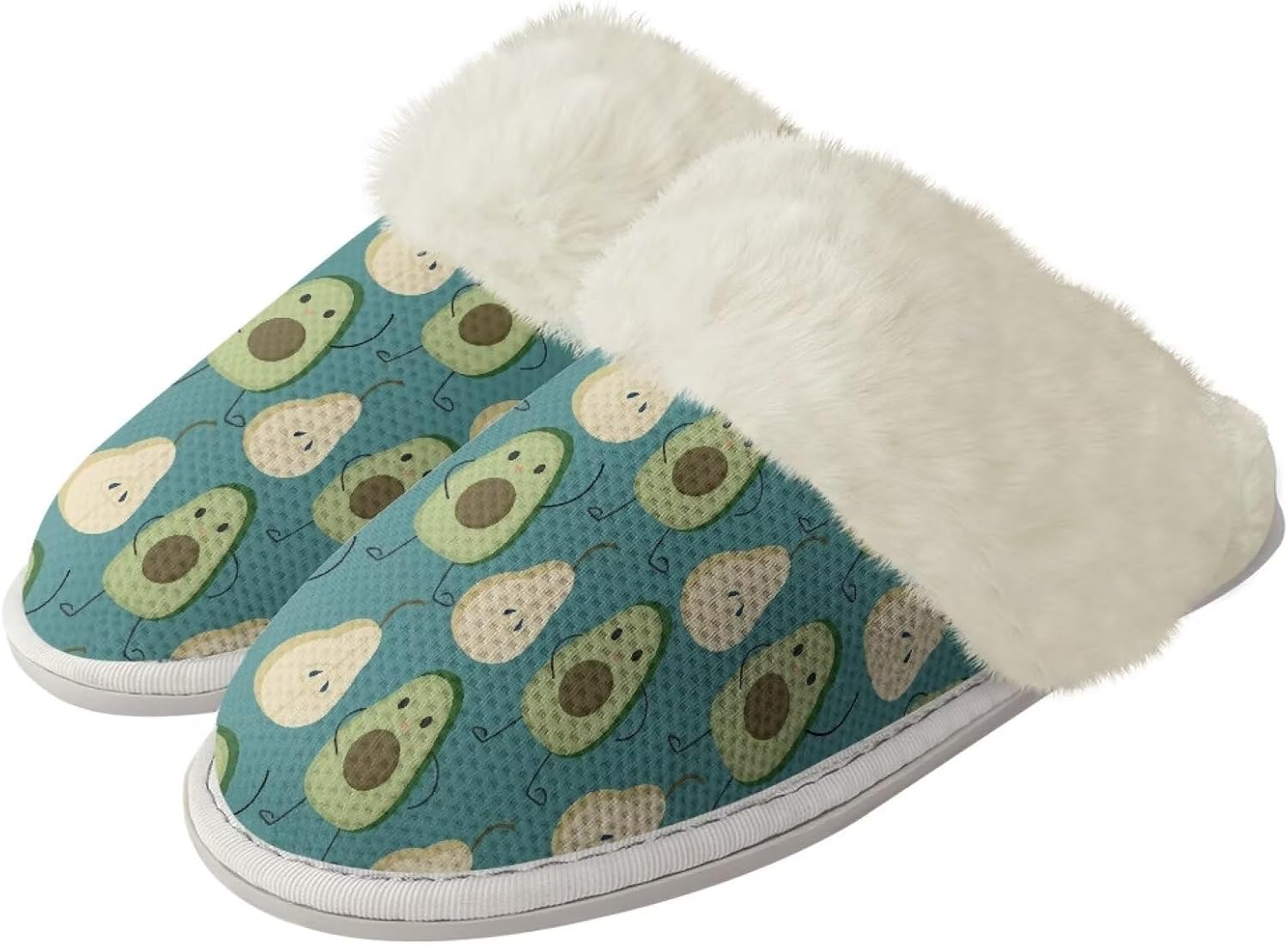 

Пушистые тапочки для женщин и мужчин, мягкие зимние теплые плюшевые тапочки на мягкой подошве, домашние, закрытые, унисекс, уютные и дышащие, для спа и ванной Watdotory, Avocado Pear