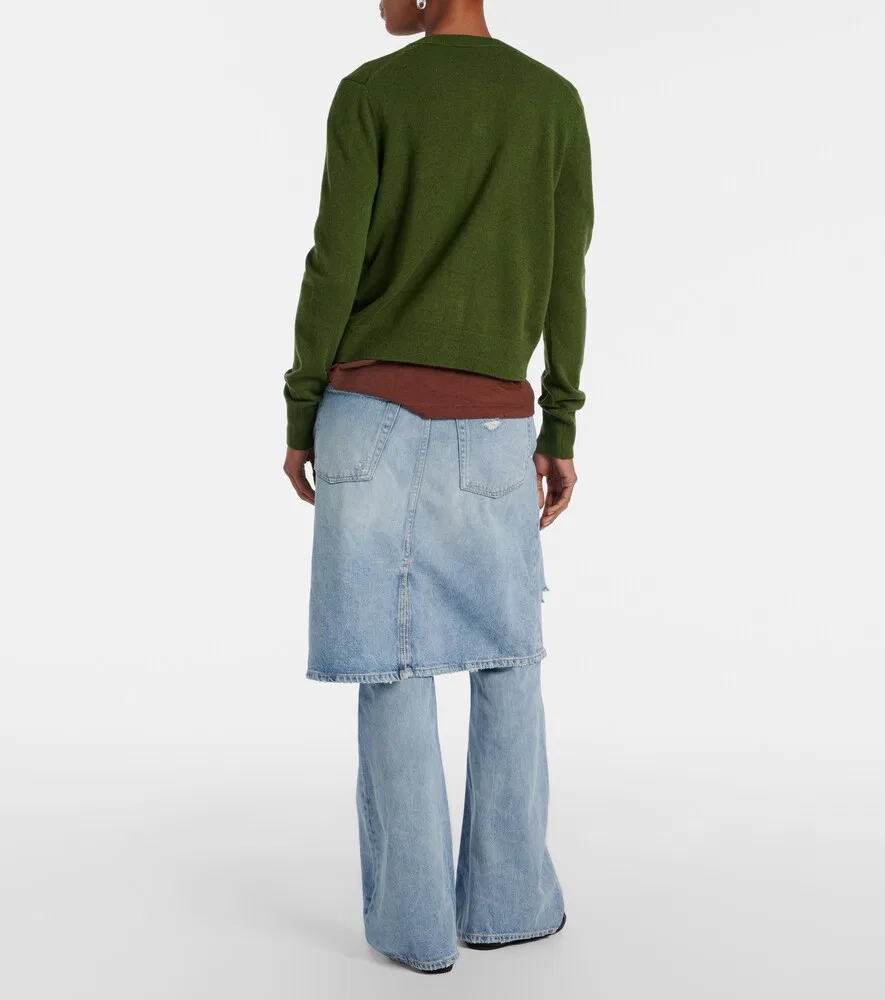 Потертые многослойные джинсы с широкими штанинами Acne Studios, синий — фото 3