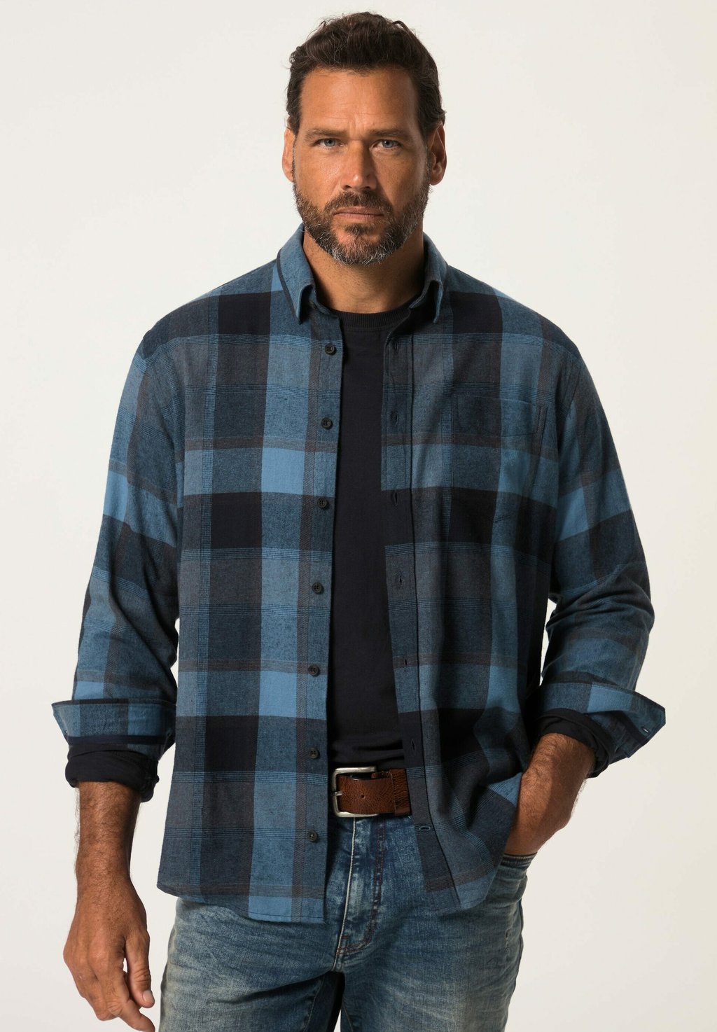

Рубашка CHECK LONG SLEEVE KENT COLLAR MODERN FIT JP1880, темно-синий