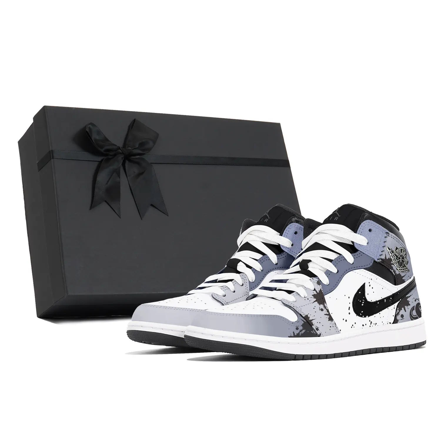 

Jordan Air 1 износостойкие мид-топ винтажные баскетбольные кроссовки мужские серо-голубой