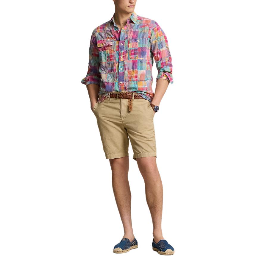 Хлопковые льняные шорты Chino Polo Ralph Lauren, фиолетовый — фото 4