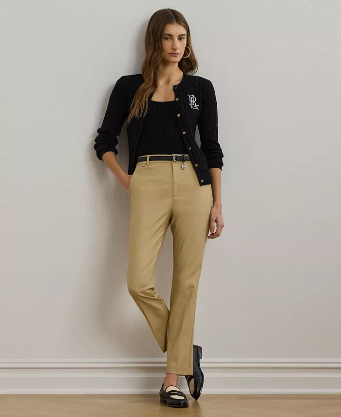 

Укороченные брюки из двустороннего эластичного хлопка Lauren Ralph Lauren, коричневый/бежевый