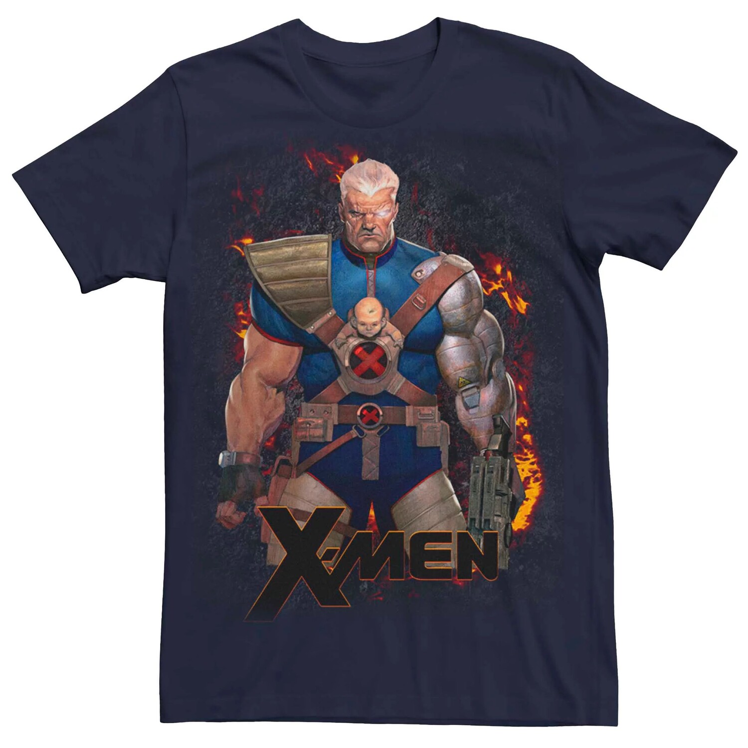 

Мужская футболка с портретом Marvel X-Men Cable Flames Licensed Character