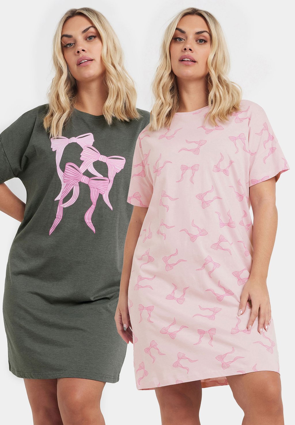 

Ночная рубашка 2 PACK BOW PRINT Yours Clothing, серый