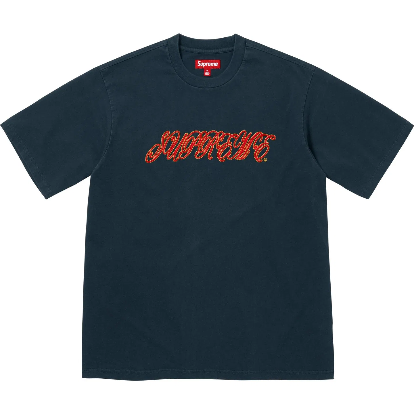 Футболка Supreme с принтом Raised Script, синяя