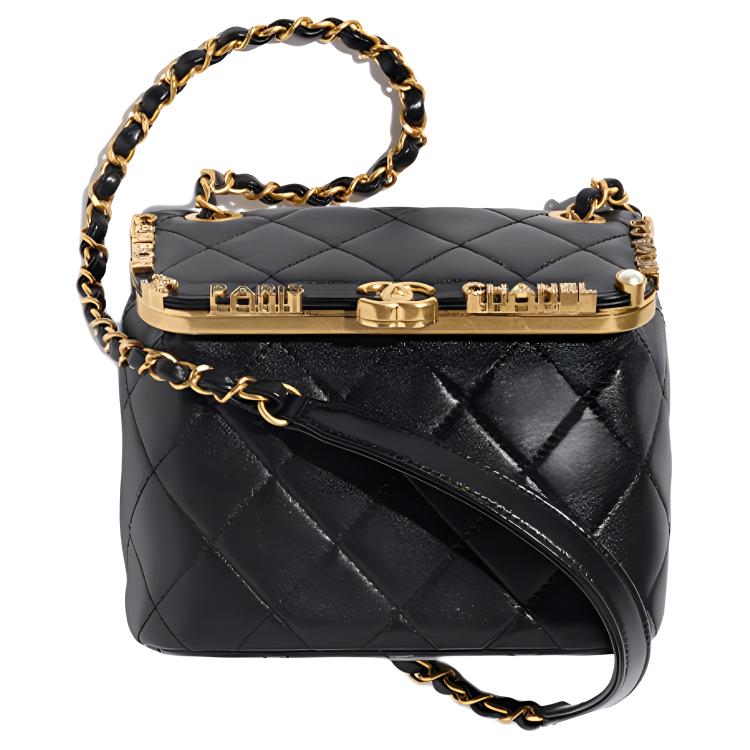 

23C Ранняя Весна Бараний Кожух Плечевая Сумка, Кроссбоди Женская Черная CHANEL