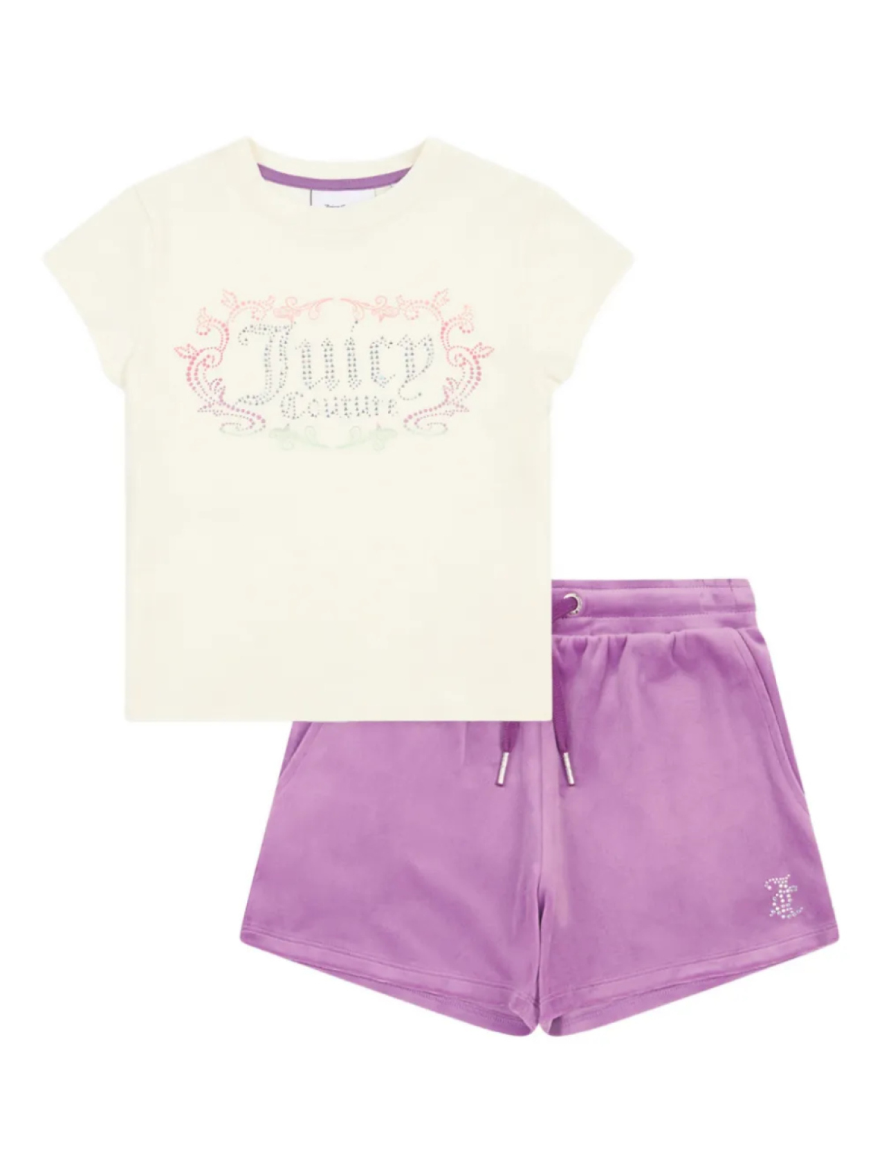 

Комплект шорт Juicy Couture Kids, украшенный стразами, белый