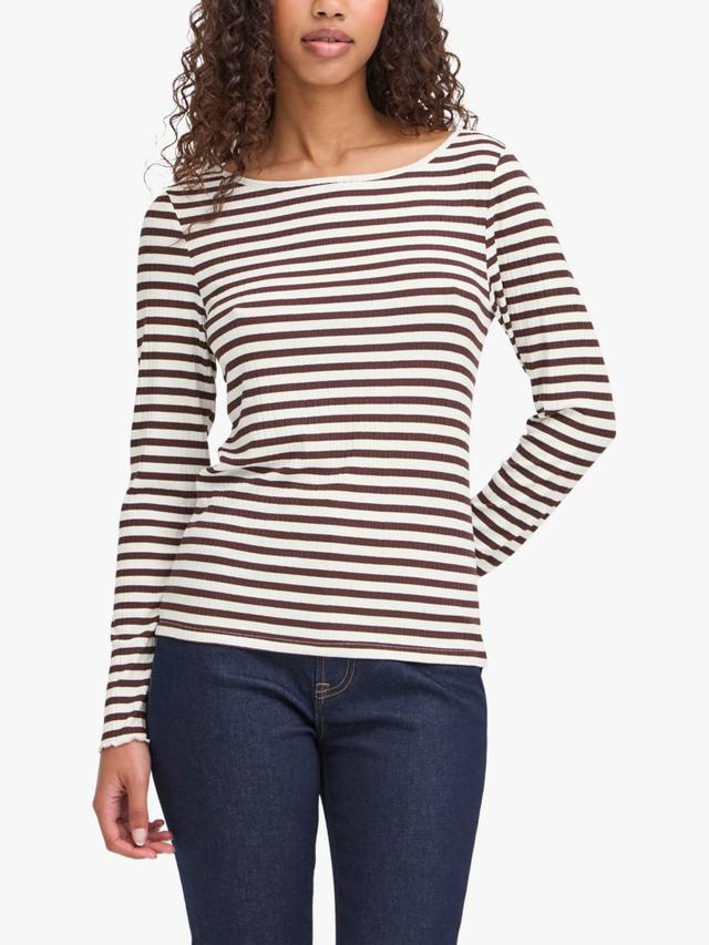 

Топ Cella Stripe с длинными рукавами ICHI, Coffee Bean/Cloud