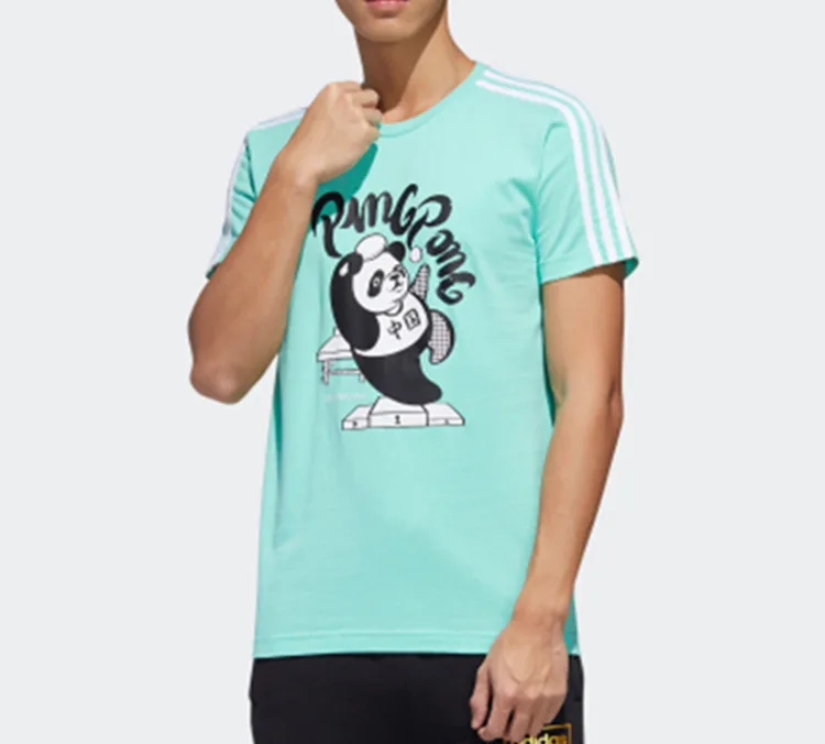 Adidas Neo Футболка мужская бирюзовая с круглым вырезом умеренно прямого кроя — фото 4