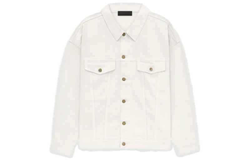 Fear Of God Essentials Джимовая рубашка с аппликацией логотипа, Cloud Dancer/Cloud Dancer — фото 3