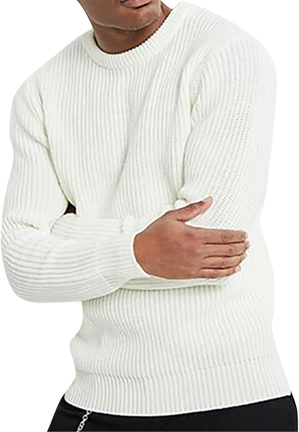 

Мужской свитер с вафельной текстурой, длинный рукав, классический пуловер