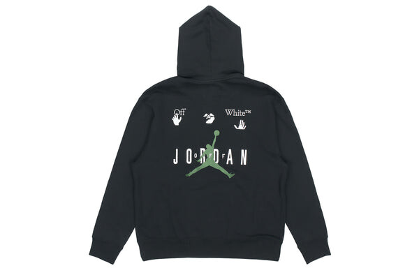 Толстовка Men's Air Jordan x OFF-WHITE Crossover Logo Embroidered Fleece Stay Warm Pullover Hooded Sports Asia Edition Black, черный — фото 2