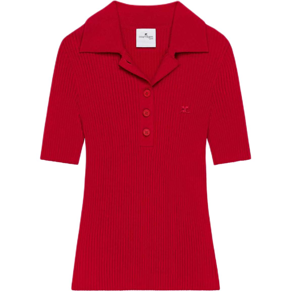 

Классическая поло из ребристого трикотажа Courrèges Iconic COURREGES, Ruby/Rubies Color