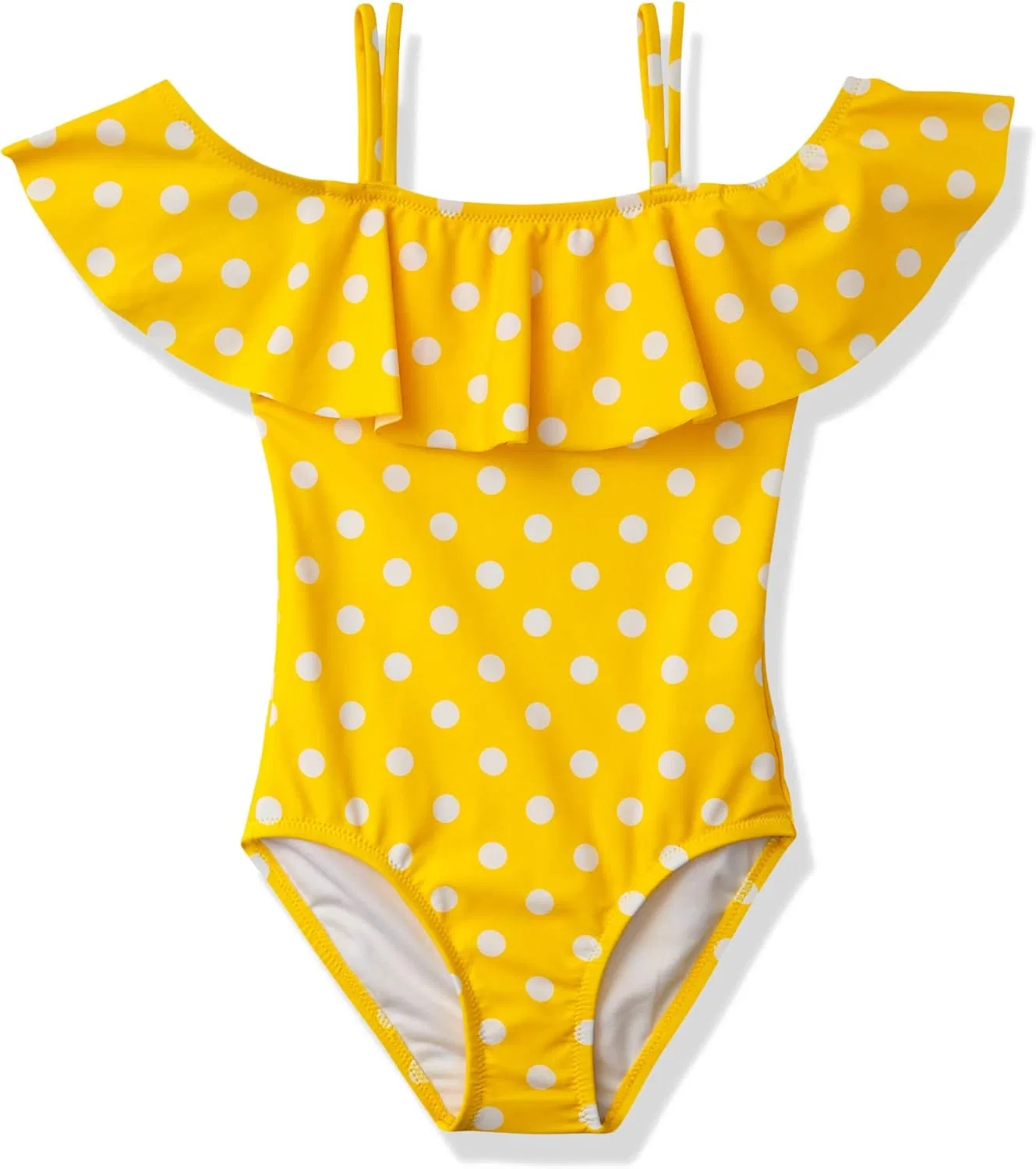 Слитный купальник Kanu Surf Girls' Peggy UPF 50+ для пляжного спорта с открытыми плечами, Dots Yellow