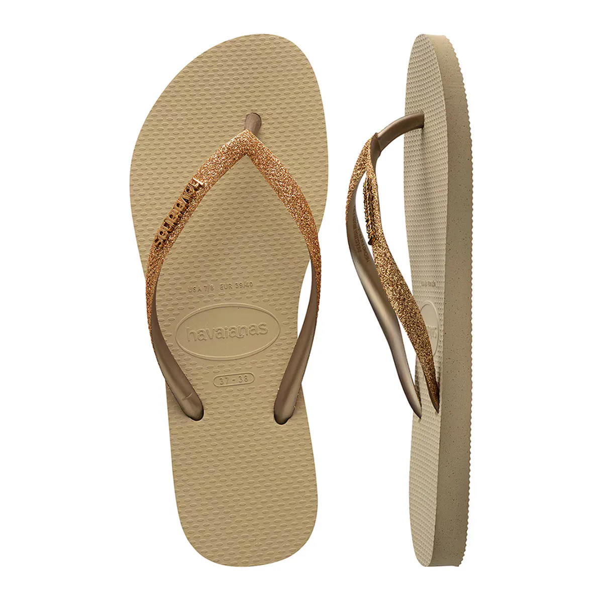 Женские шлепанцы для ванны Slim Glitter Ii Havaianas, песочный — фото 3