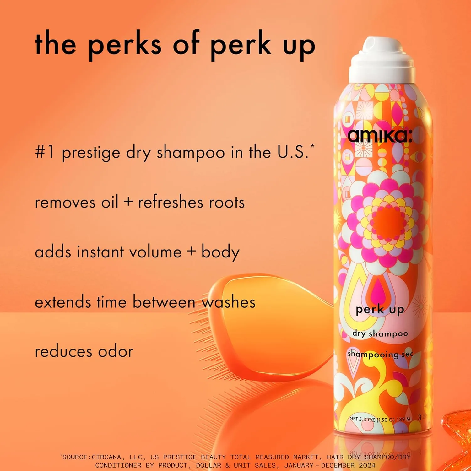Сухой шампунь Amika Perk Up без талька | Освежает корни, придавая объем между мытьями, не оставляет белых следов, поглощает излишки кожного сала и уменьшает запах, подходит для всех типов волос. 269.33 г (1 шт.), white — фото 2