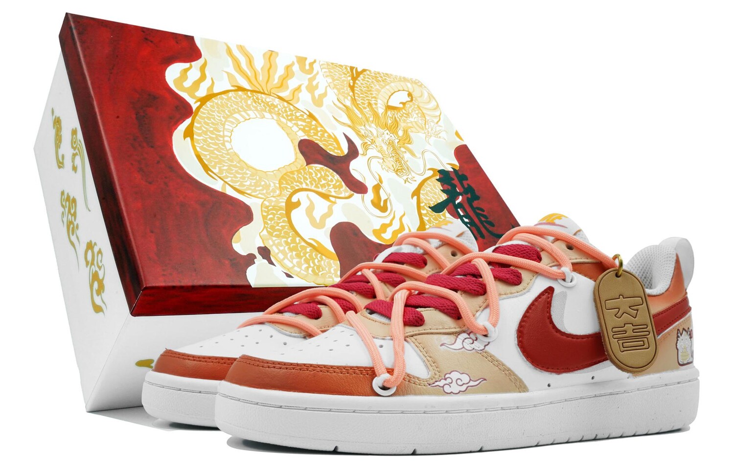 

Кроссовки Nike Court Borough Skateboarding Shoes Women's Low-top Orange, белый