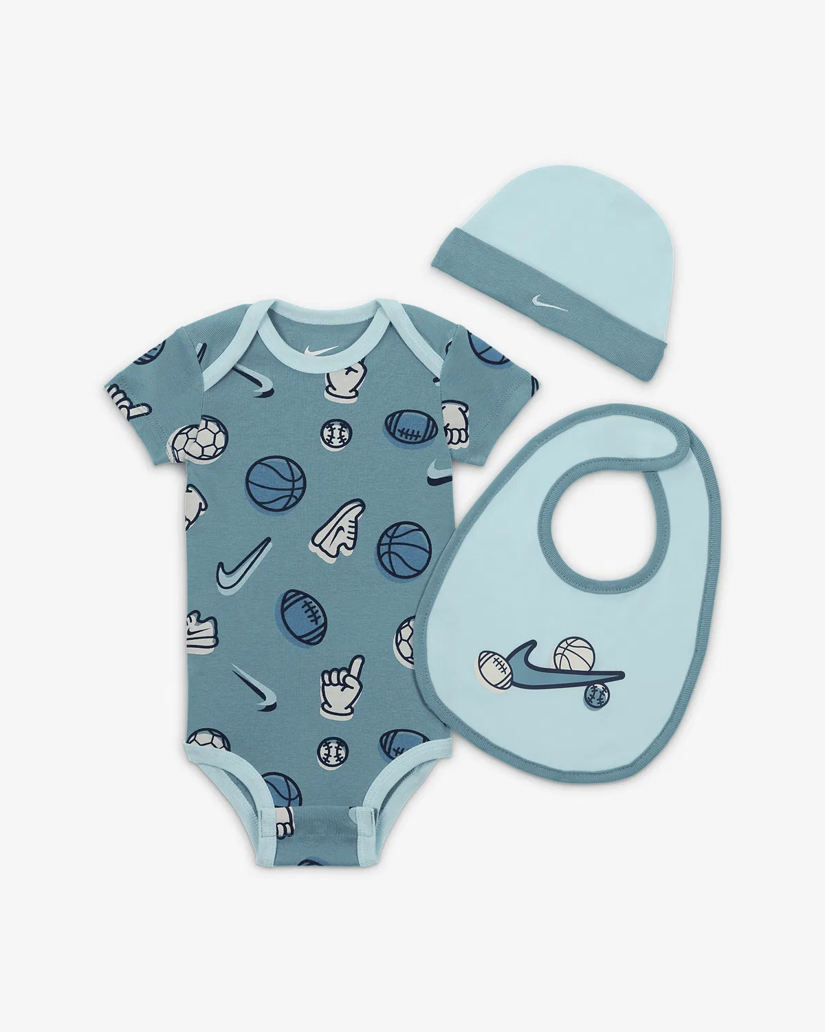Детский набор из 3 боди Nike Everyone From Day One (0-9M), Denim Turquoise