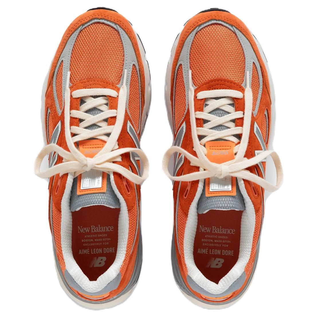 New Balance 990v4 MiUSA Aime Leon Dore Red Clay Оранжевый — фото 4
