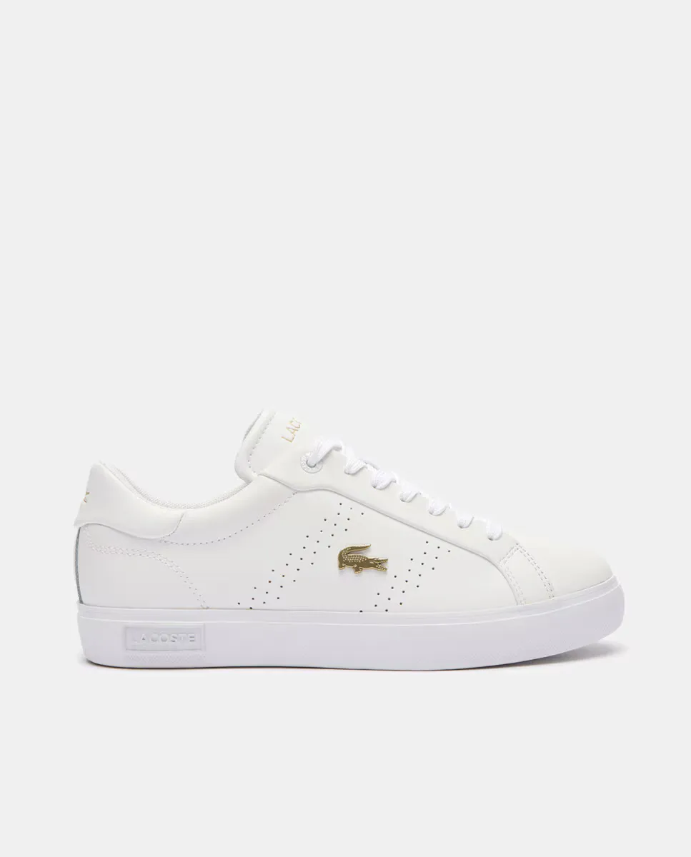 

Женские низкие кожаные кроссовки Powercourt 2.0 в форме шлема Lacoste, белый
