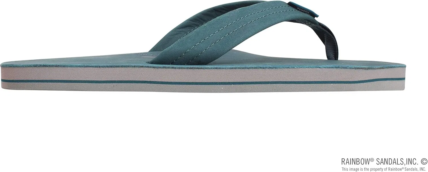 Мужские сандалии Rainbow из двухслойной кожи с поддержкой свода стопы Rainbow Sandals, Turquoise Grey — фото 4