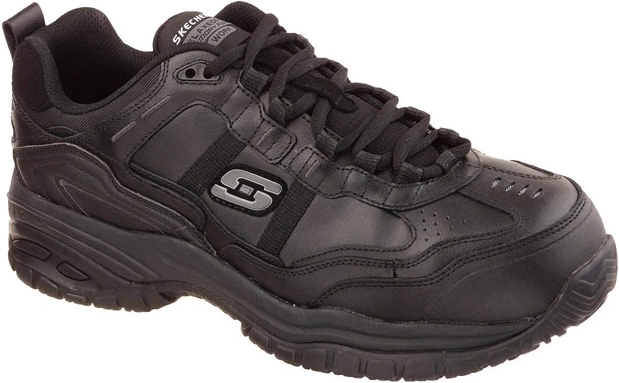 Мужские рабочие кроссовки Skechers Soft Stride Grinnel, Black Leather Black Mesh — фото 2