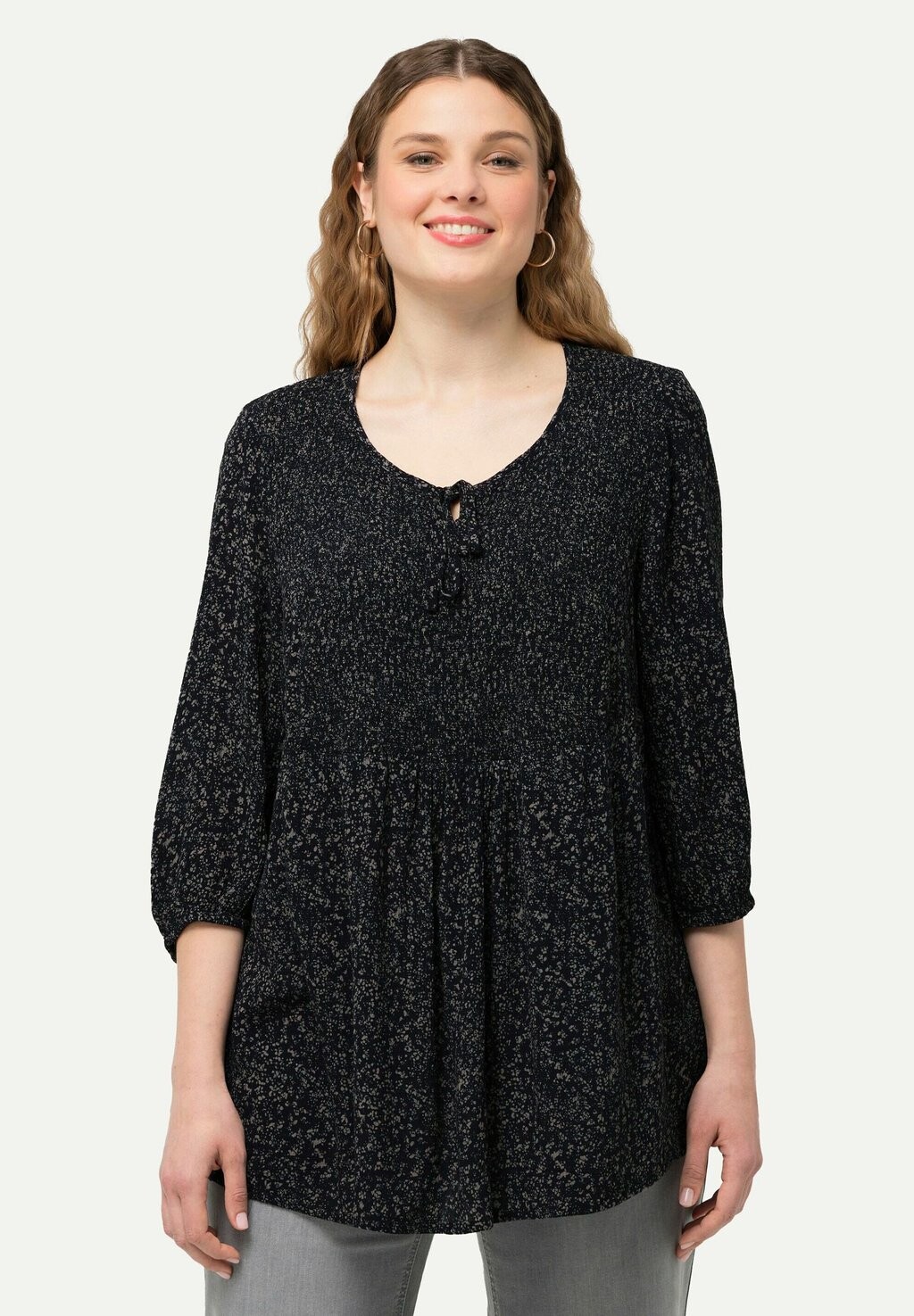 

Блуза 3/4 SLEEVE SMOCKED Ulla Popken, черный