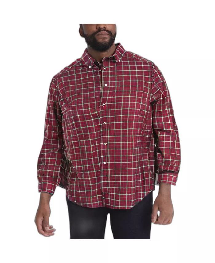 

Мужская рубашка в клетку с длинным рукавом не мнется Kingsize, красный