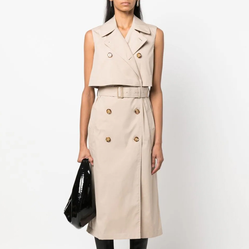 Платье-тренч Burberry, без рукавов, с поясом, умбра — фото 4
