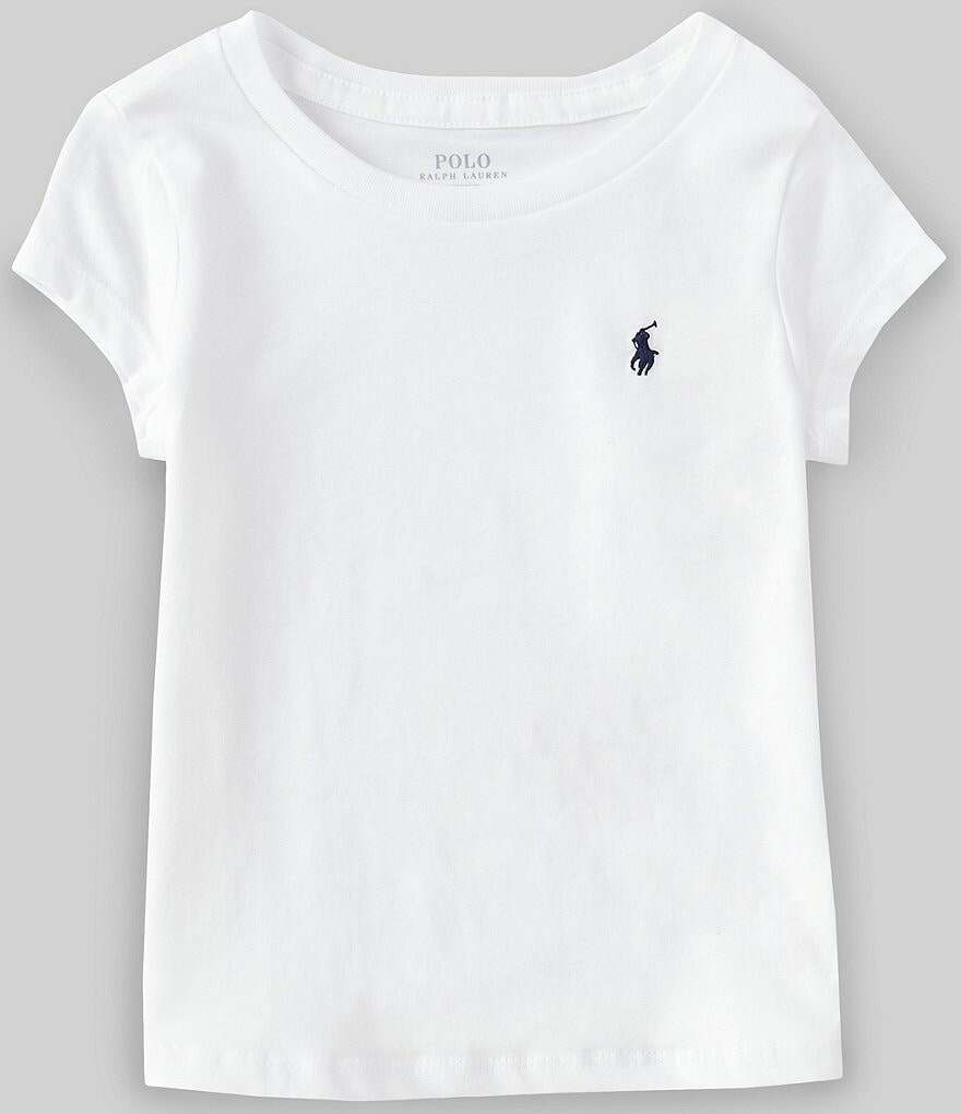 

Приталенная футболка из джерси с короткими рукавами Polo Ralph Lauren Essential Little Girls 2T-6X, белый