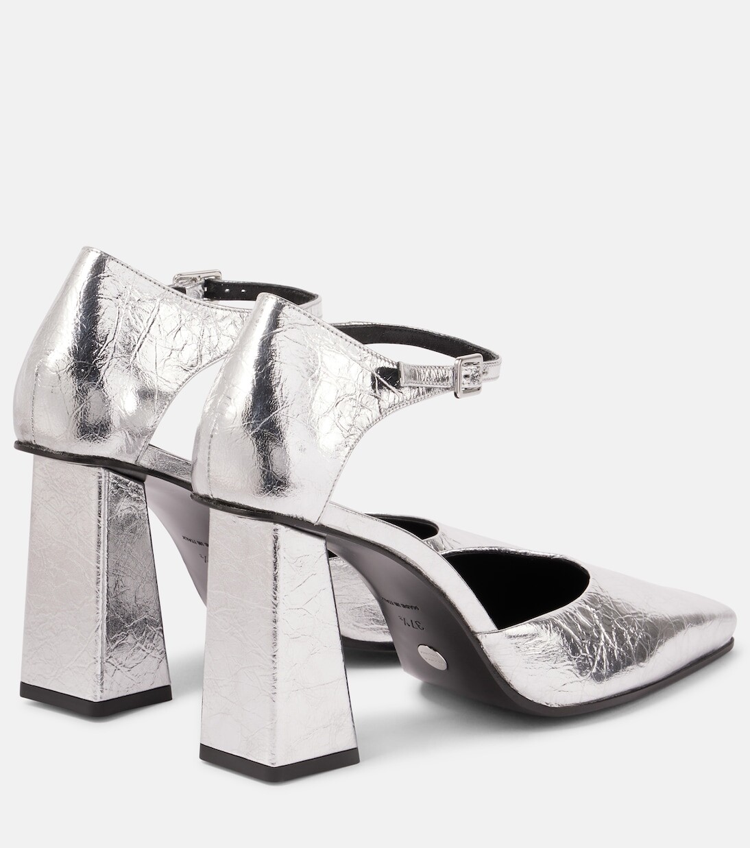 Кожаные туфли с эффектом металлик quad Proenza Schouler, серебро — фото 3
