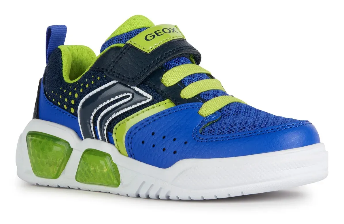 

Кроссовки Geox "Flashing Shoes J ILLUMINUS BOY", с функцией мигания, повседневная обувь, полуботинки, туфли на шнуровке, цвет Blau-Lime