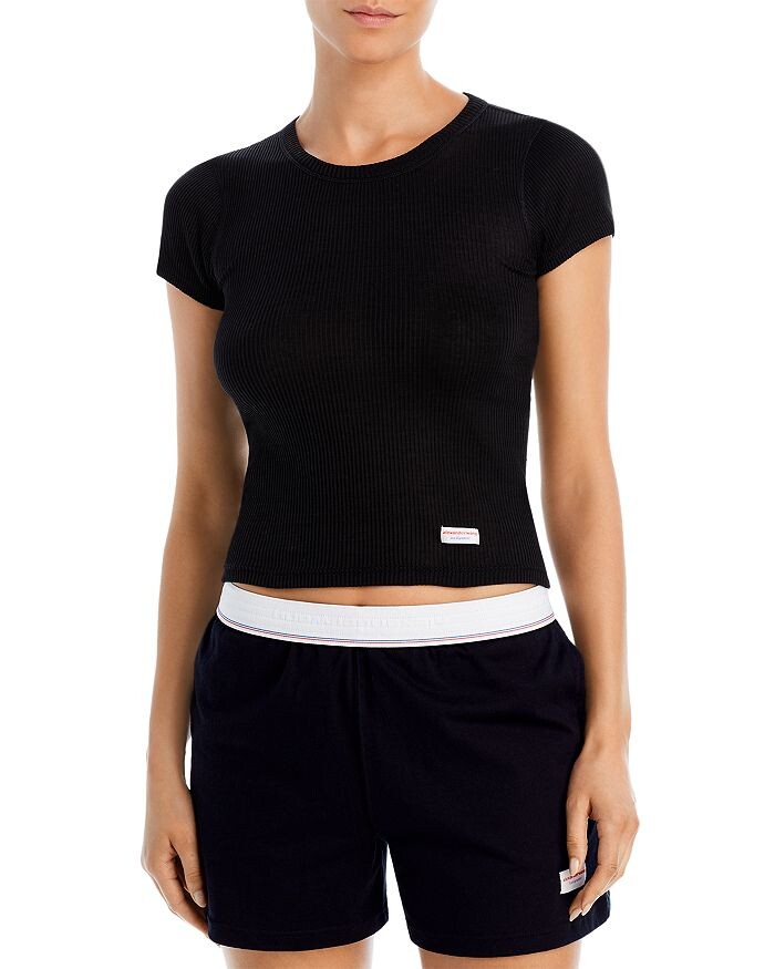 

Хлопковая футболка с коротким рукавом Alexander Wang, Черный, Хлопковая футболка с коротким рукавом Alexander Wang