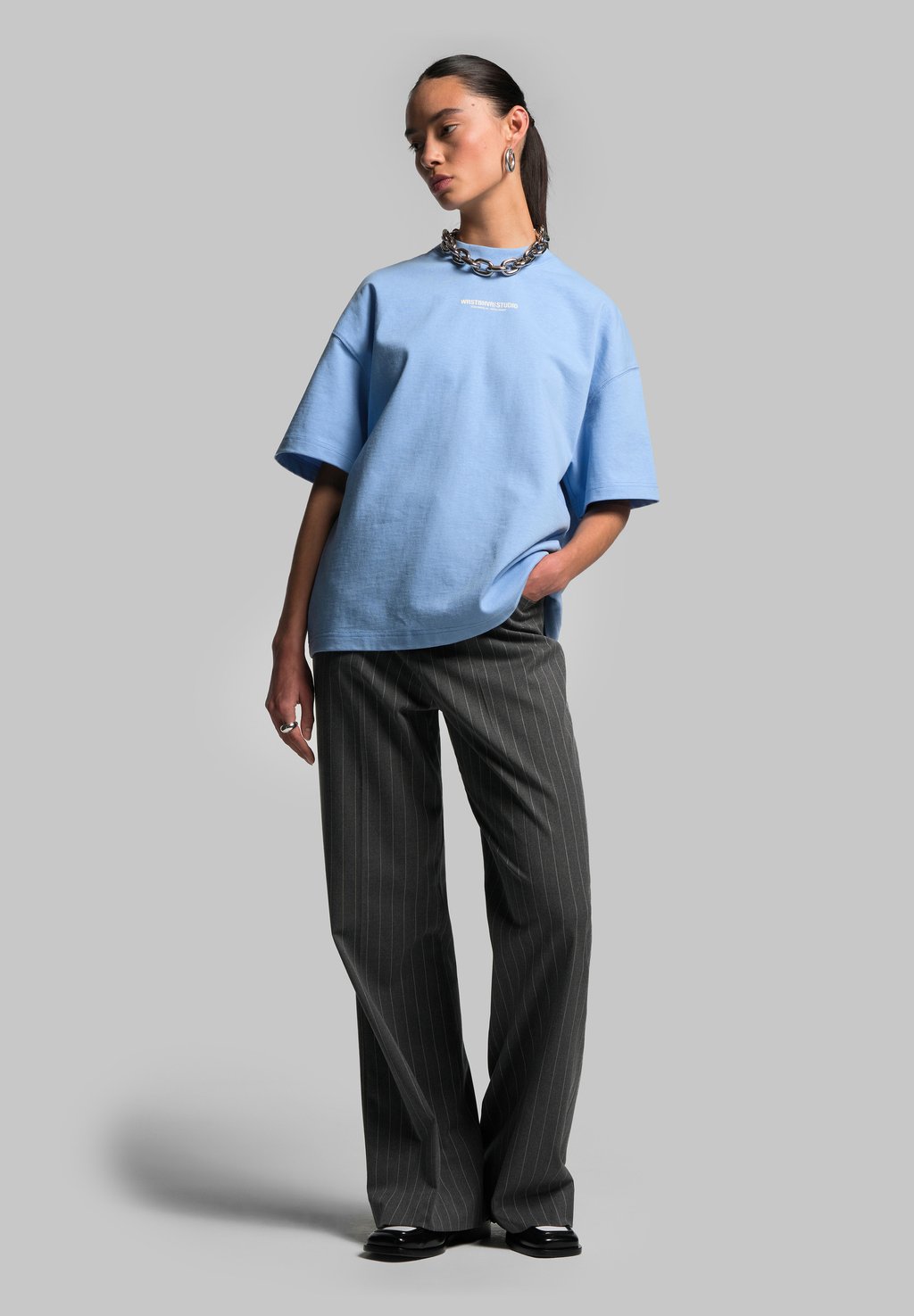 

Футболка с принтом STUDIO V10 T-SHIRT WRSTBHVR, светло-голубой