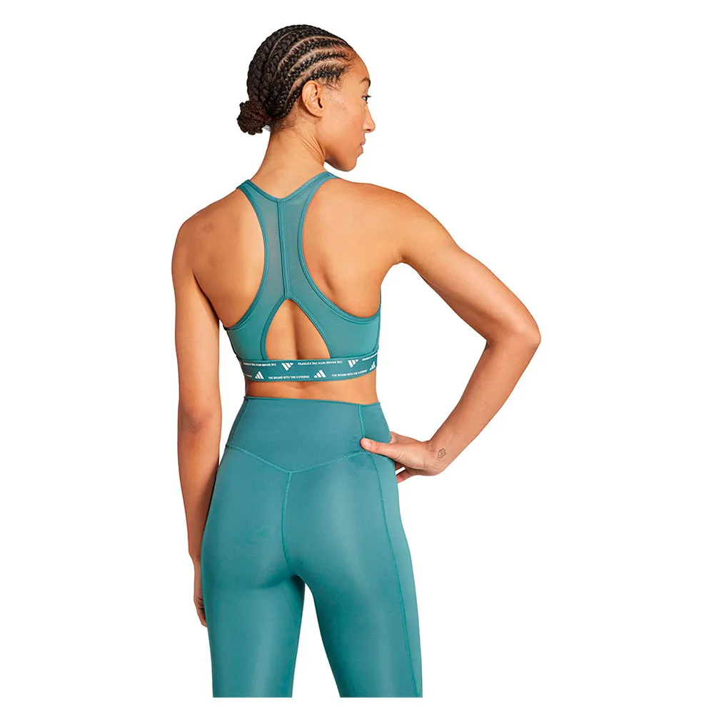 Спортивный бюстгальтер adidas Powerreact Training Medium Impact Sports Bra, синий — фото 2