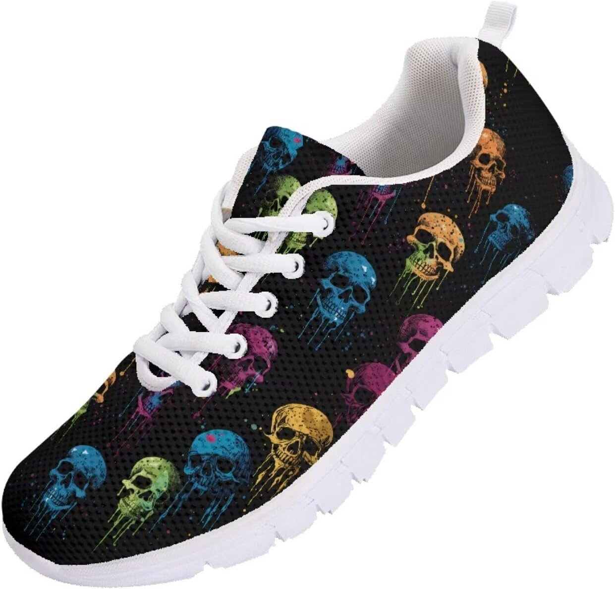 

Мужские беговые кроссовки Funnydude Funny Print 2025, легкие, дышащие, сетчатые, спортивные кеды, Neon Skull