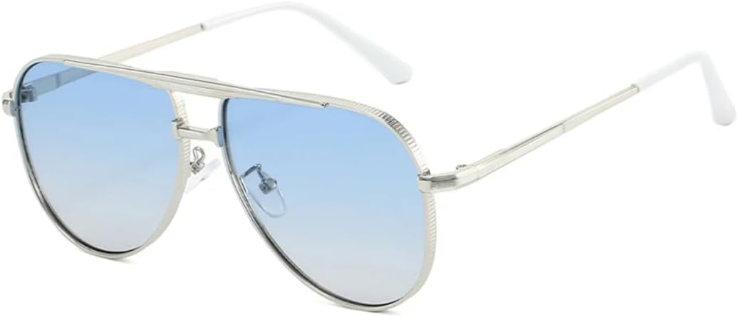 

Ретро металлические солнцезащитные очки с двойной перемычкой для женщин, модные солнцезащитные очки для мужчин с сине-зеленым градиентом, защита от УФ-излучения UV400 VVTWSSW, Silver Blue Gradient