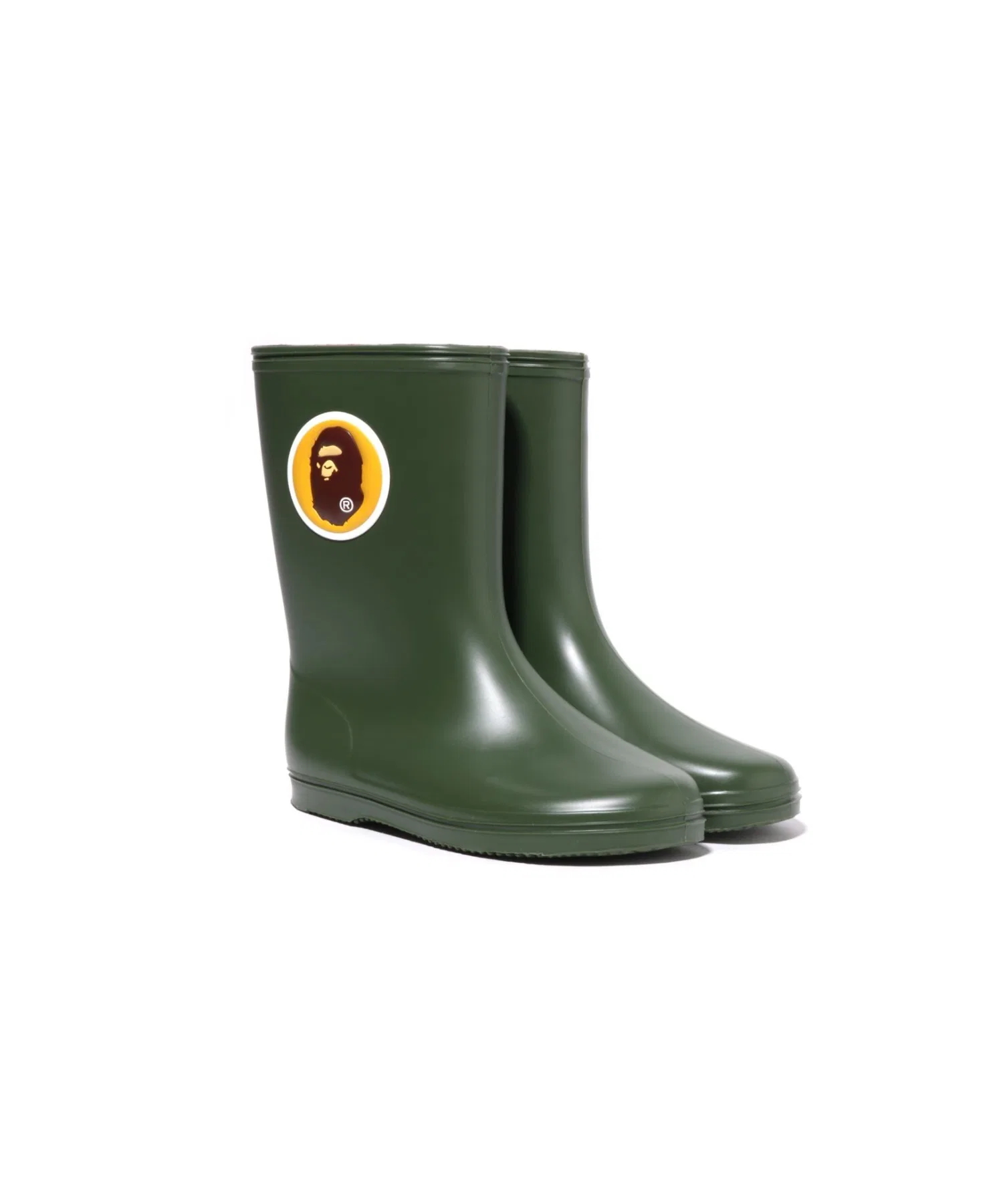 Детские резиновые сапоги A BATHING APE APE HEAD оливковые — фото 2