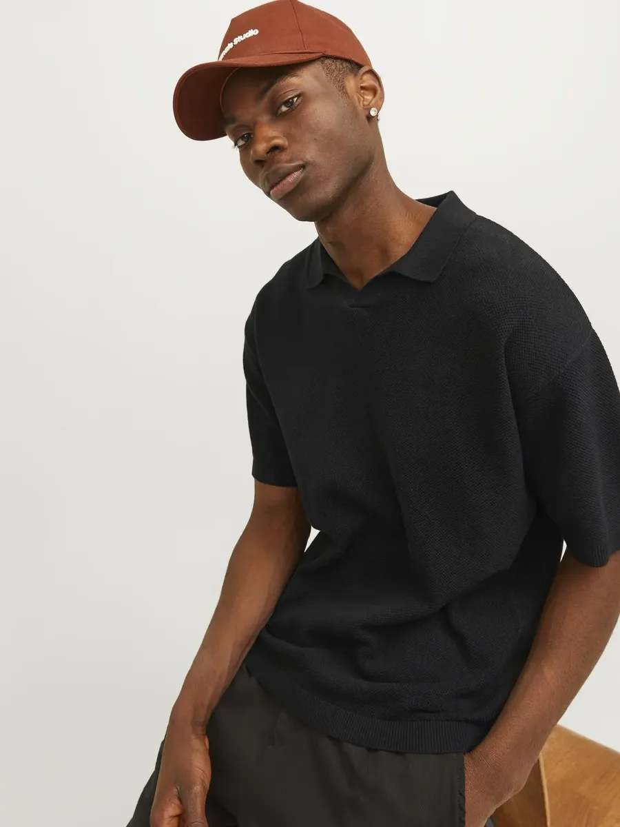 

Рубашка-поло Jack & Jones "JORLINEN BLEND KNIT SS POLO SN", черный