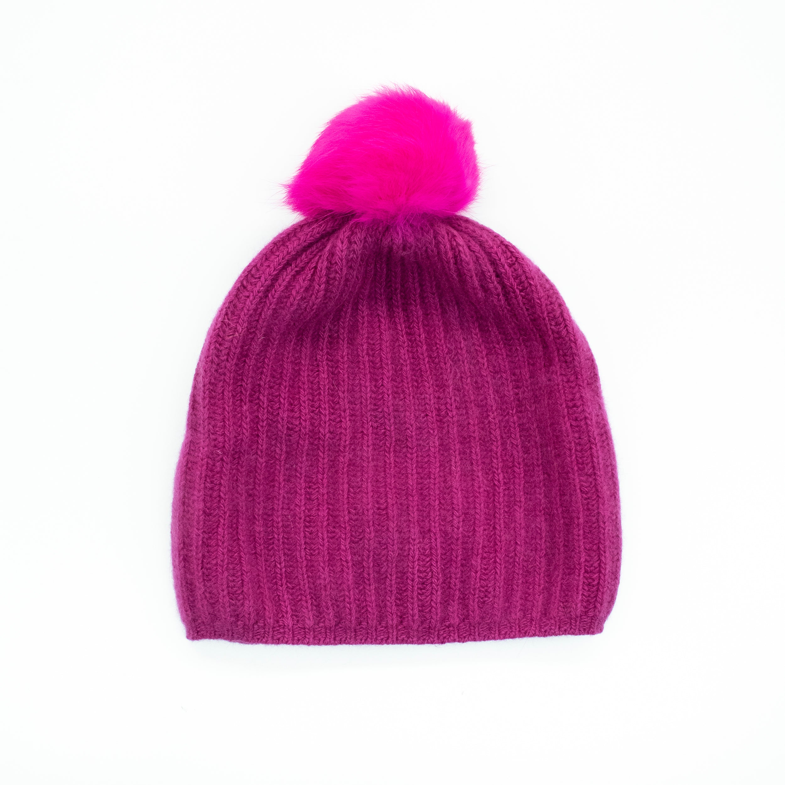 

ШАПКА В РЕБРИСТУЮ ГОЛОВУ С МЕХОВЫМ ПОМПОНОМ Portolano, цвет cactus/hot pink