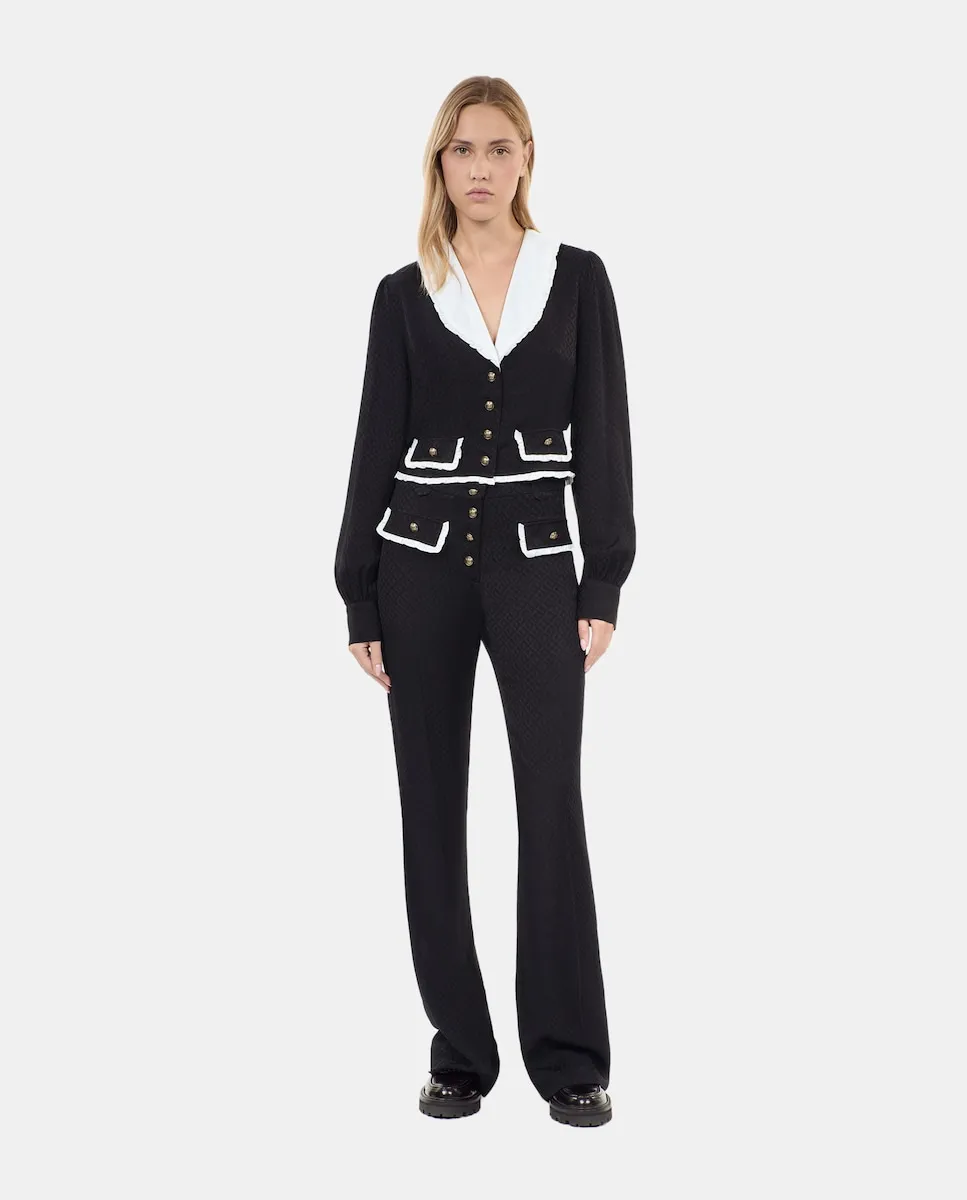 

Женские расклешенные брюки из жаккарда The Kooples, черный