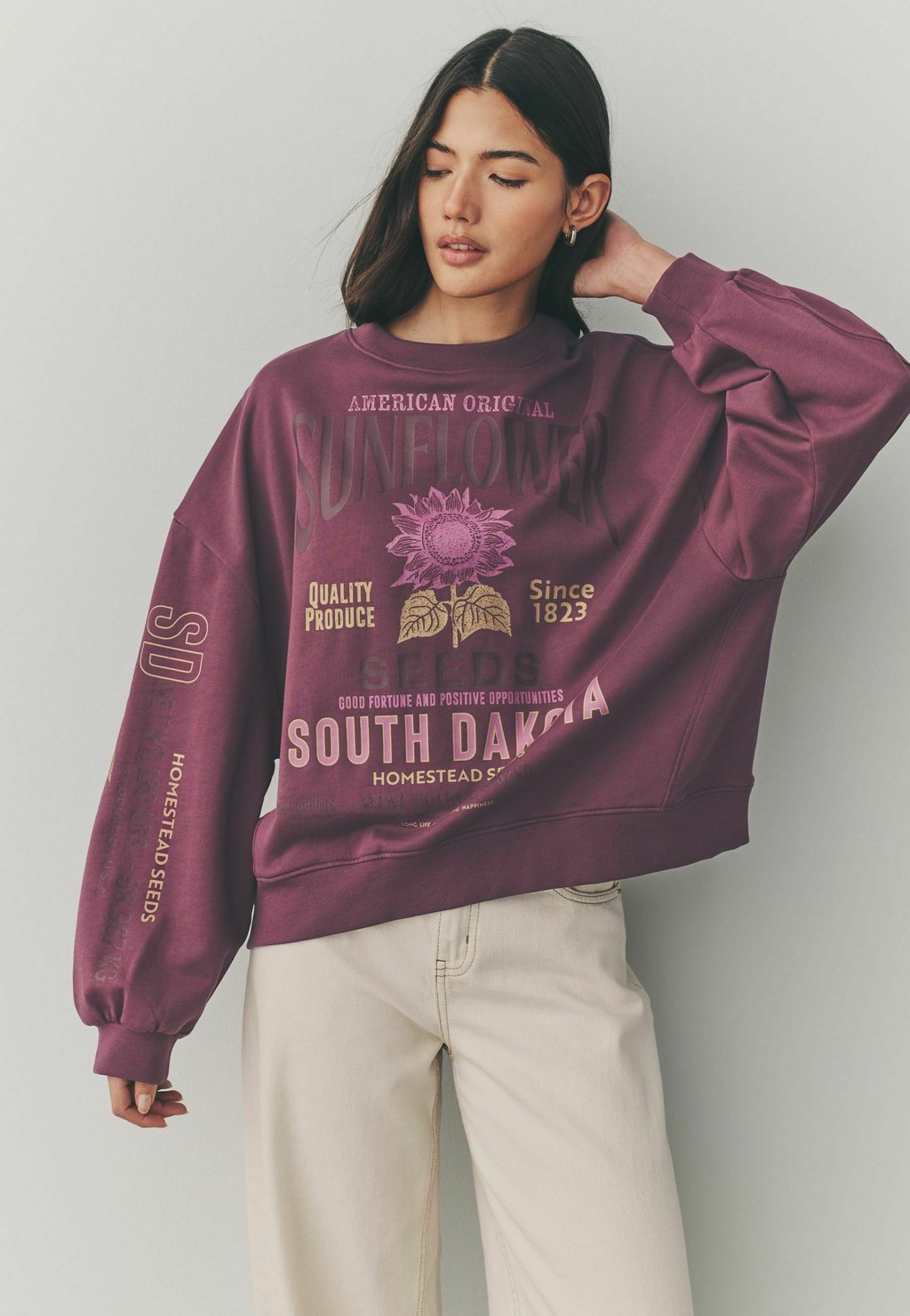 

Толстовка SUNFLOWER FLORAL CREW NECK RELAXED FIT Next, фиолетовый