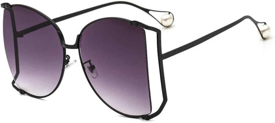 

Крупные женские солнцезащитные очки с жемчужным блеском, полуободковые женские солнцезащитные очки большого размера, женские солнцезащитные очки с прозрачными линзами generic, Black