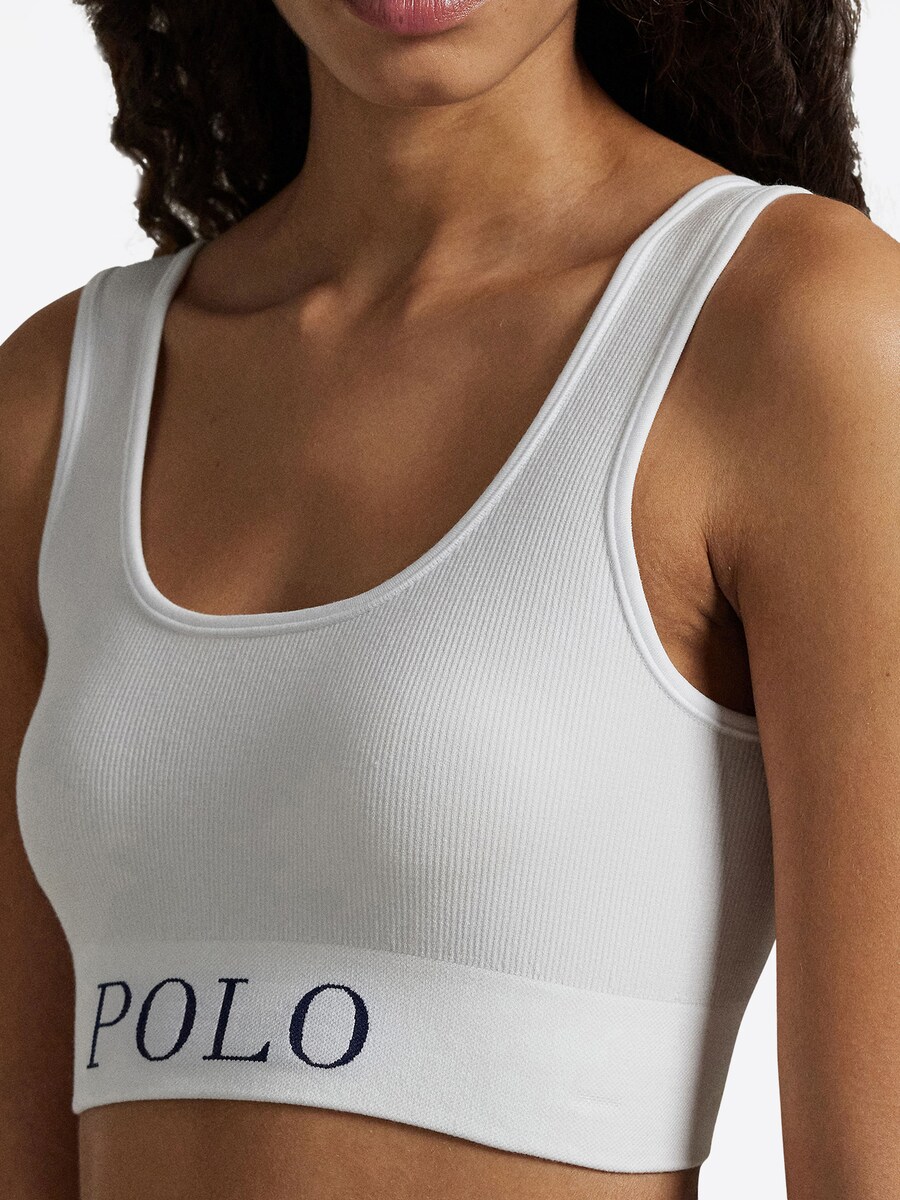 Бюстгальтер-бралетт Polo Ralph Lauren Ribbed Seamless, белый — фото 3