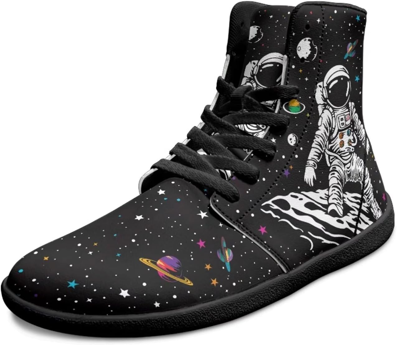 

Мужские широкие кроссовки Binienty для ходьбы, высокие минималистичные кеды с противоскользящим покрытием и нулевым перепадом высоты подошвы, спортивные кроссовки, размеры US 6-14, Galaxy Astronaut